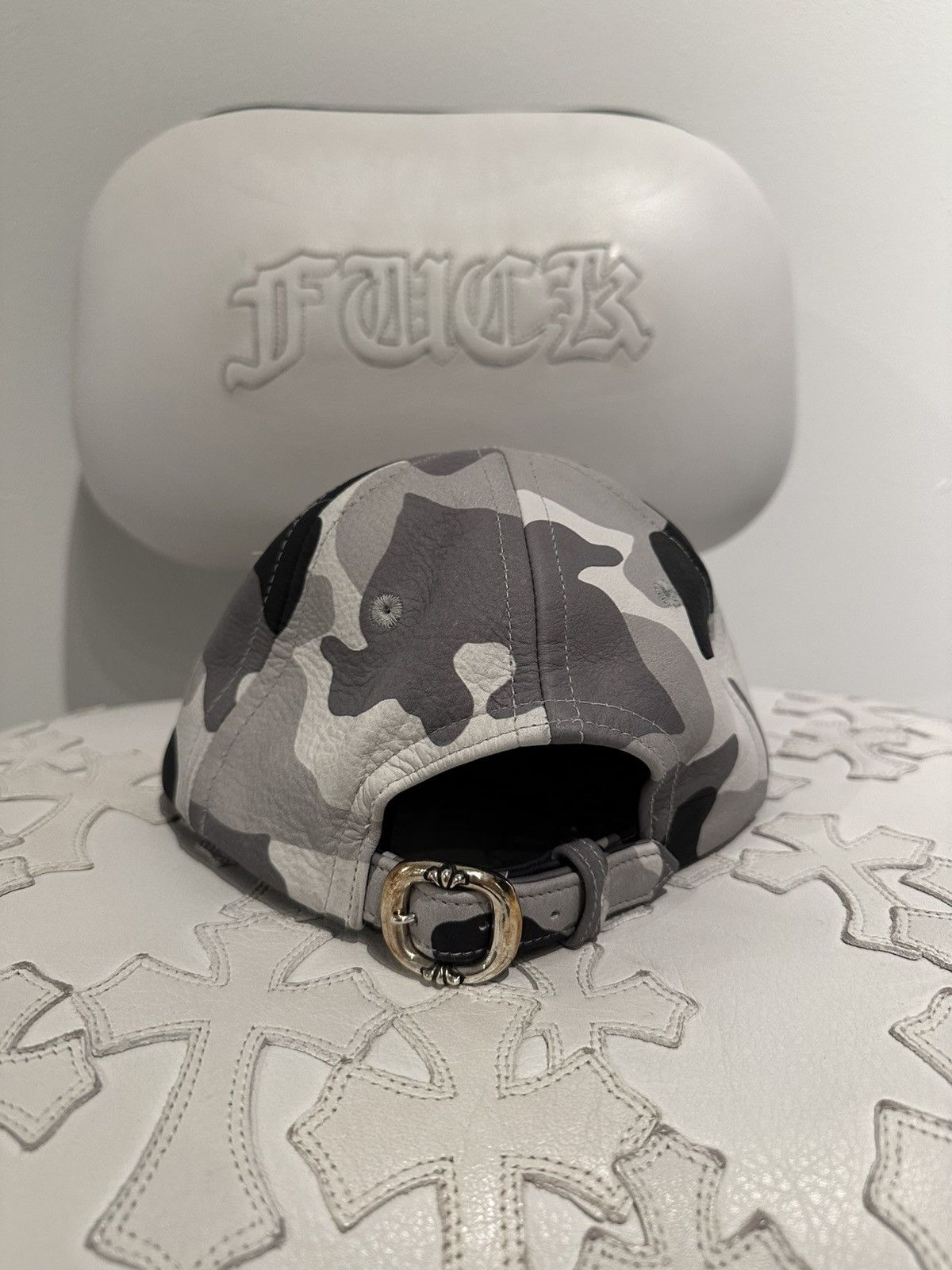 Chrome Hearts Chrome Hearts Snow Camo Leather Hat Size ONE SIZE - 3 Thumbnail