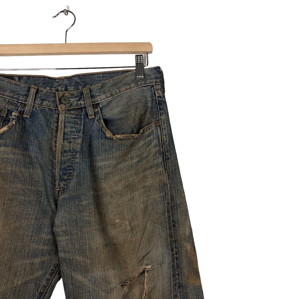 Levi's 🔥Vintage Distressed Denim Rusty Design Levi’s 501 Size US 32 / EU 48 - 6 Thumbnail