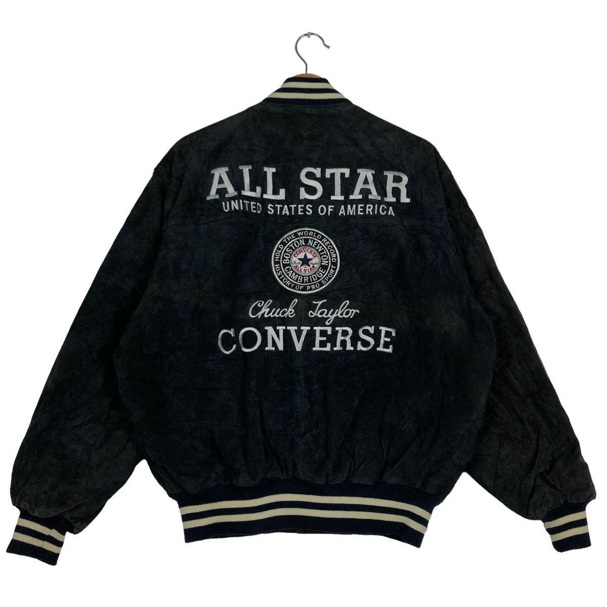 Converse 🔥90’s VTG LEATHER BOMBER JACKET CONVERSE ALL STAR BOSTON Size US L / EU 52-54 / 3 - 1 Thumbnail