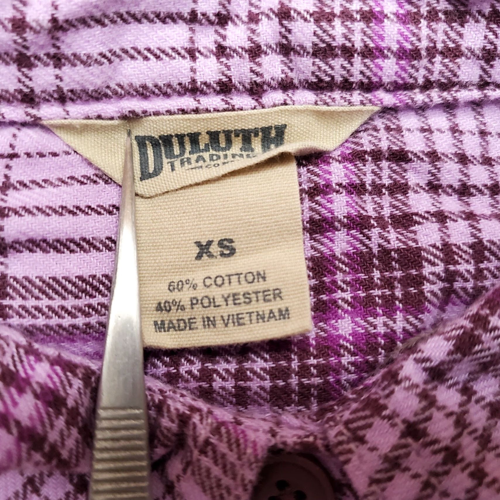 Pinko Duluth Trading Shirt Womens XS Pink Plaid Flannel Outdoors Cabin Hike Button-Up Casual Classic Cotton Blend Size XS / US 0-2 / IT 36-38 - 4 Thumbnail