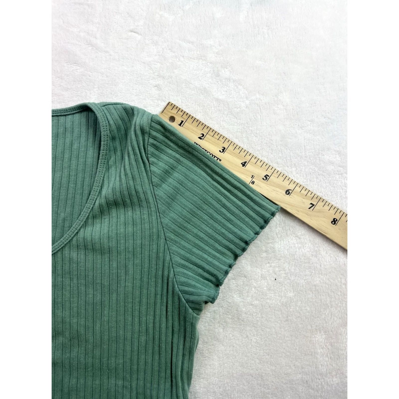 American Eagle Outfitters American Eagle Outfitters Shirt Women’s Green Size L Ribbed Button-Up Casual Long Sleeve Knit Cotton Regular Fit Small Buttons Size L / US 10 / IT 46 - 4 Thumbnail