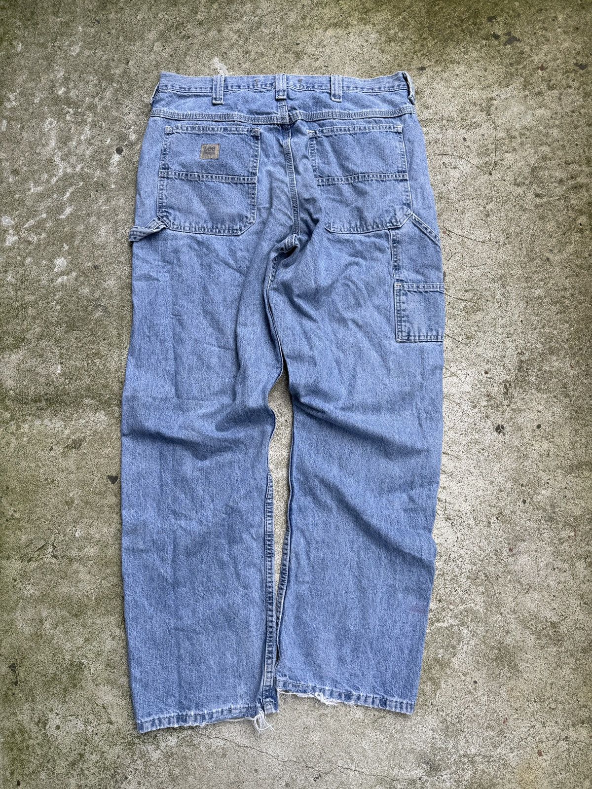 Vintage Faded Light Wash Lee Thrashed Carpenter Jeans ERD Grunge Size US 36 / EU 52 - 2 Thumbnail