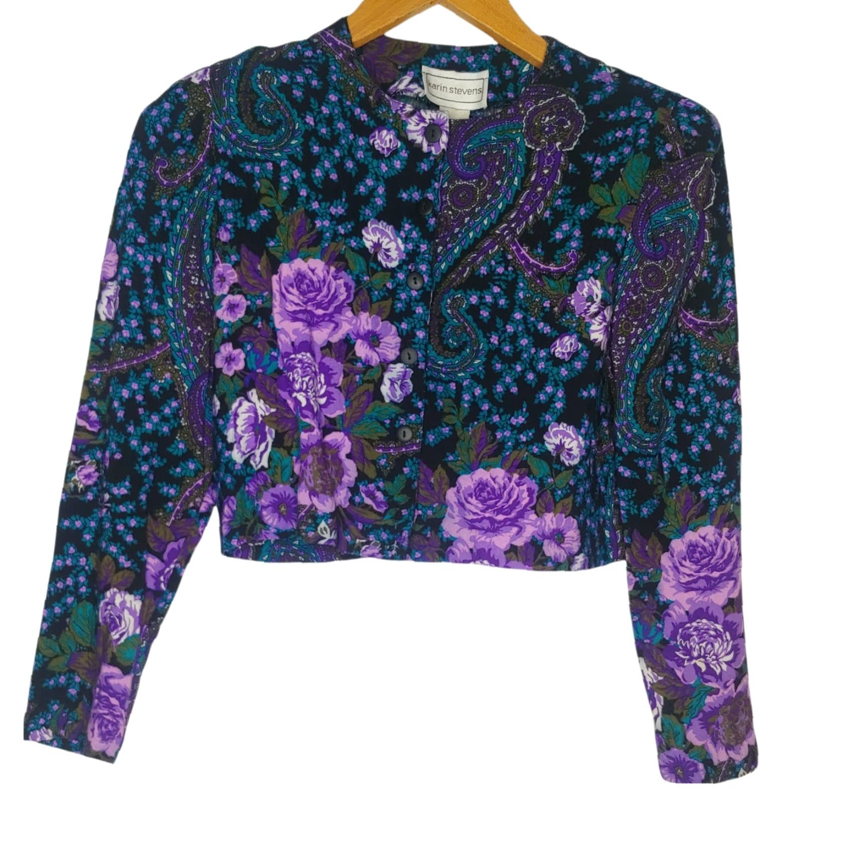 Vintage VINTAGE Karin Stevens Woman Outfit Skirt Shirt Set Purple Black Paisley 2 Piece Size M / US 6-8 / IT 42-44 - 3 Thumbnail