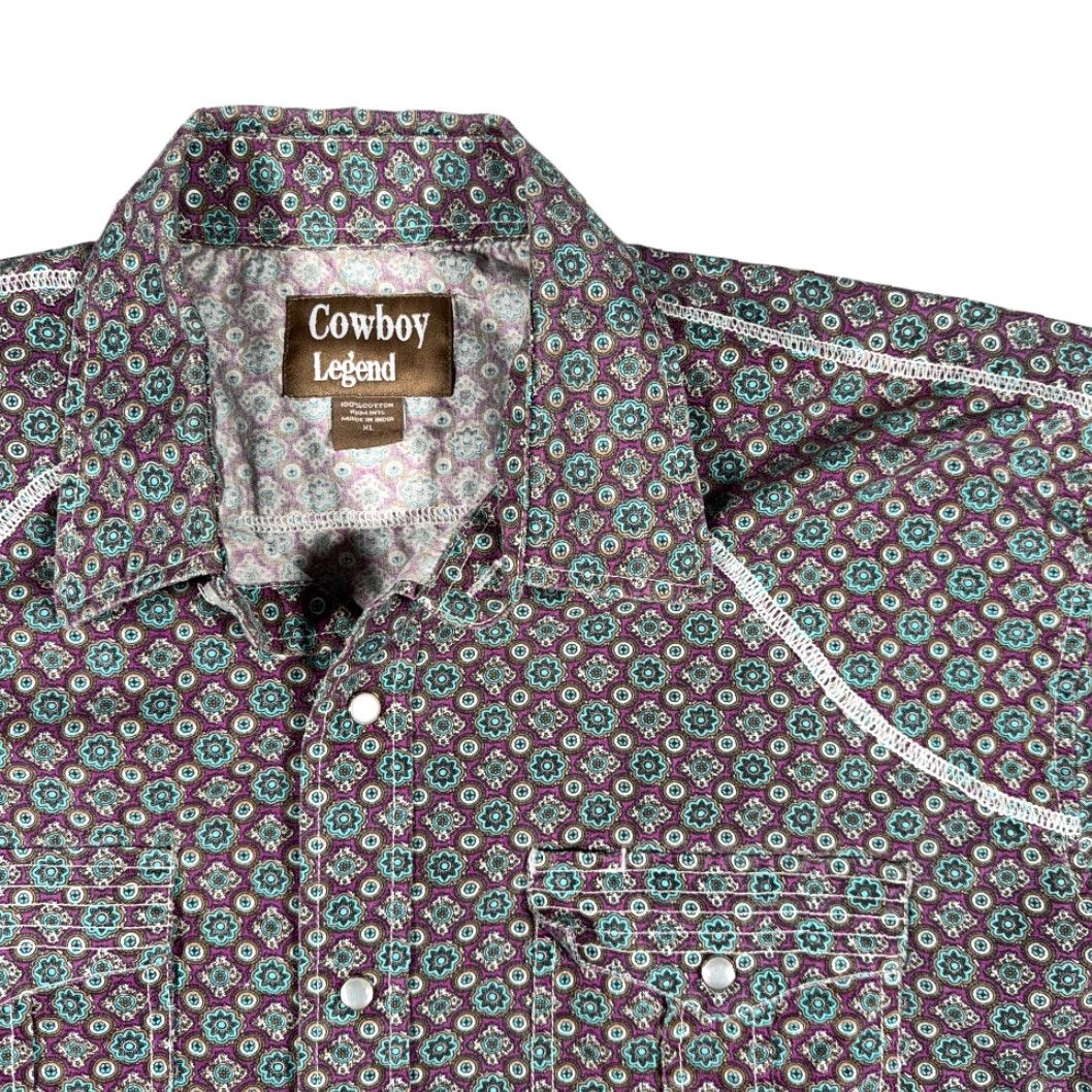 Vintage VINTAGE Cowboy Legend Western Shirt Adult XL Purple Teal Medallion Cowboy Size US XL / EU 56 / 4 - 2 Thumbnail