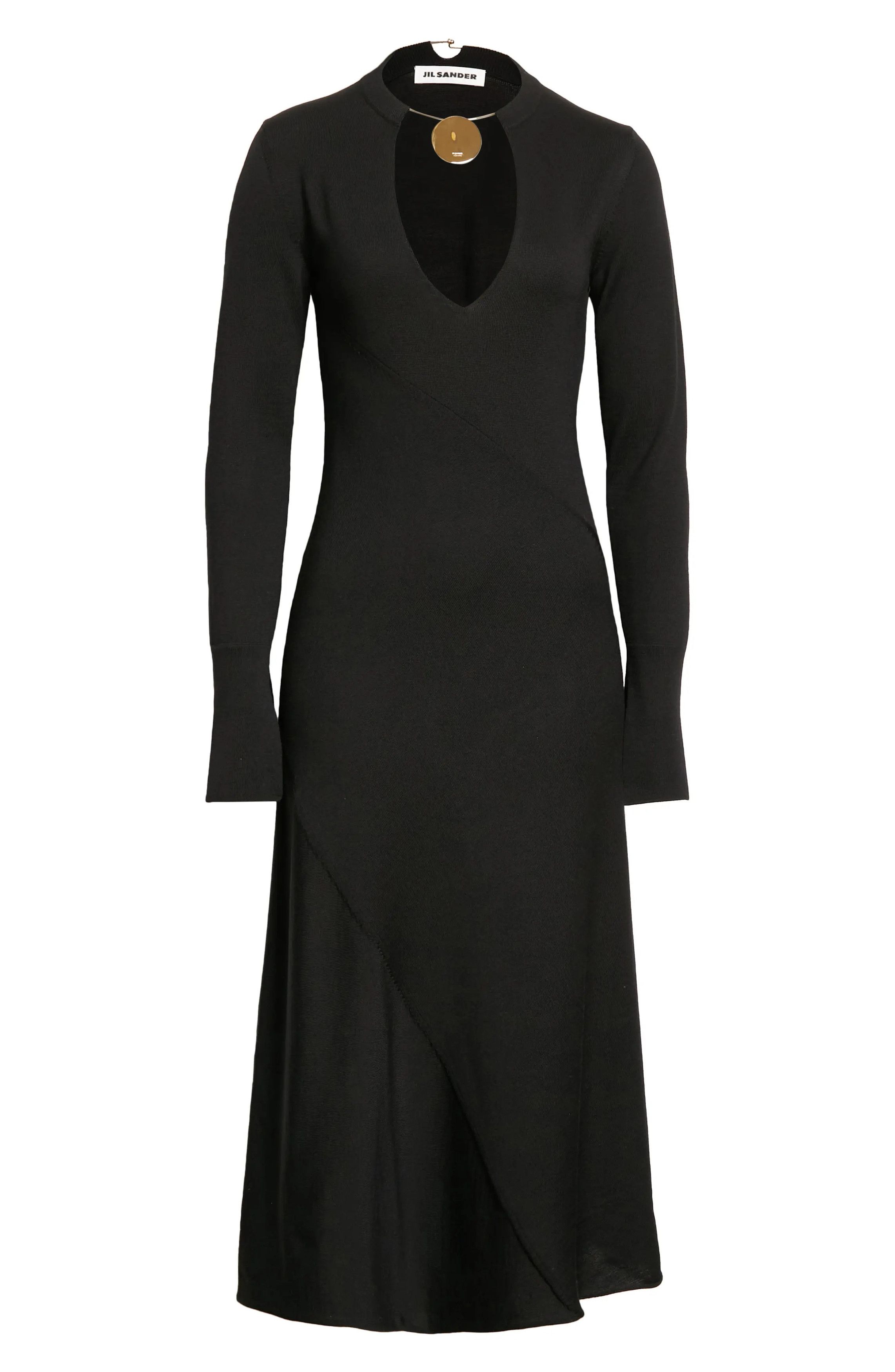 Jil Sander o1y0925 Midi Dress in Black Size S / US 4 / IT 40 - 1 Thumbnail