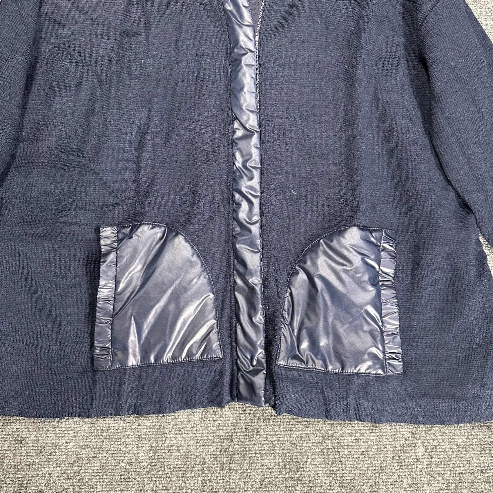 Vintage Chicos Zenergy Jacket Womens XL Blue Knit Front Puffer Back Pockets Snap Up Casual Solid Geometric Front Knit Back Pockets Size XL / US 12-14 / IT 48-50 - 2 Thumbnail