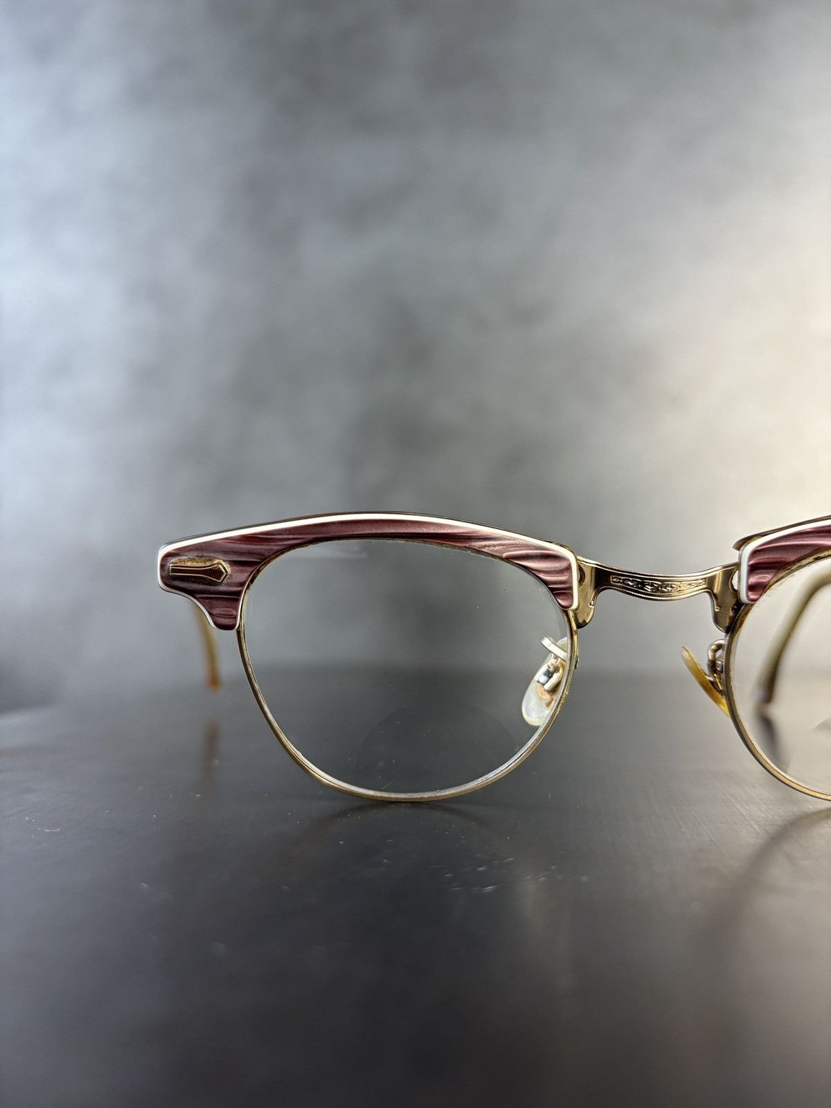 Vintage 1950s Glasses Frame Vintage Eyeglasses Horn Rim GF Gold Fill Size ONE SIZE - 5 Thumbnail