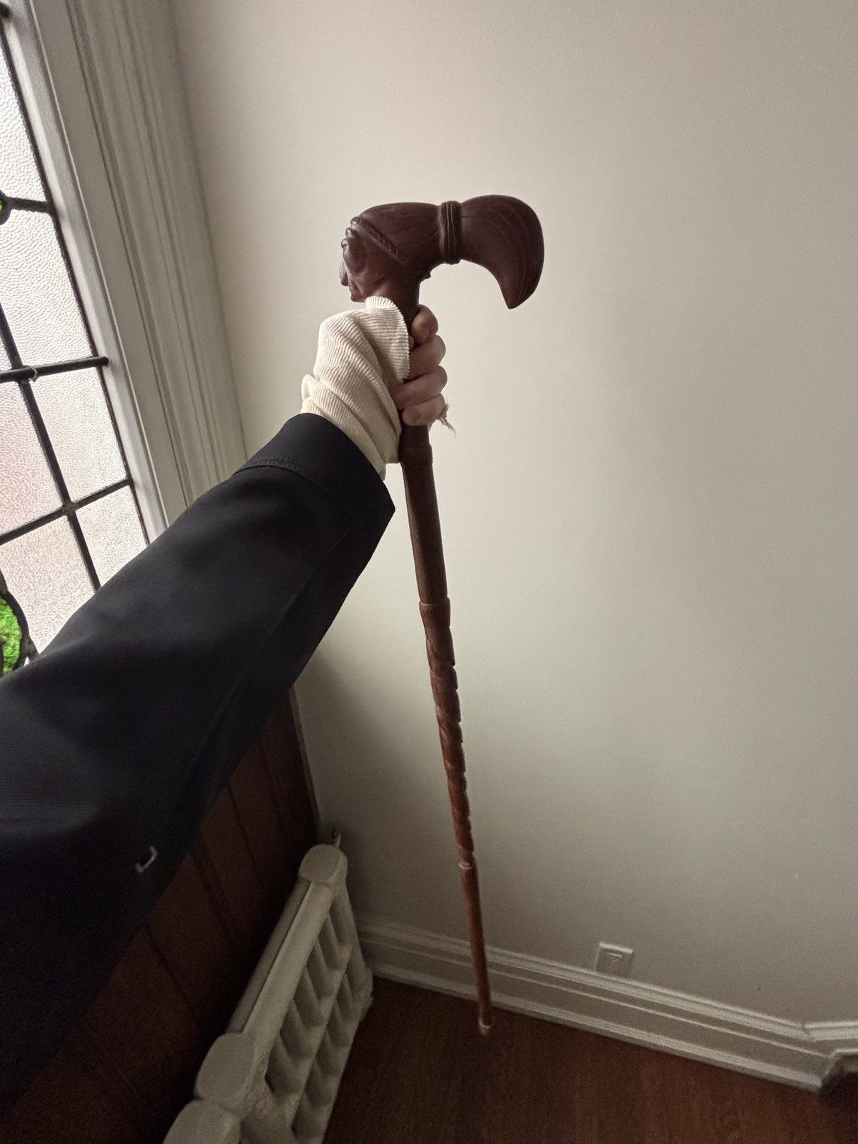 Sugar Cane × Vintage × Wood Wood Vintage Walking Stick Native Chief Indigenous Support Cane Size ONE SIZE - 13 Thumbnail