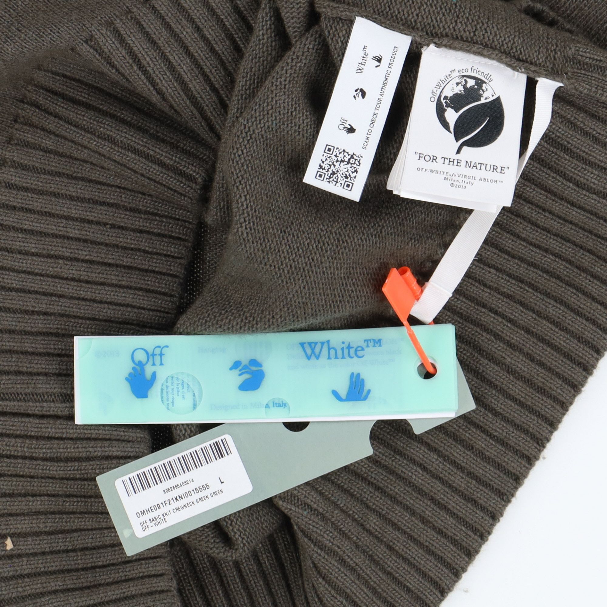 Off-White Green Embroidered Crewneck Knitted Sweater Size US L / EU 52-54 / 3 - 8 Thumbnail
