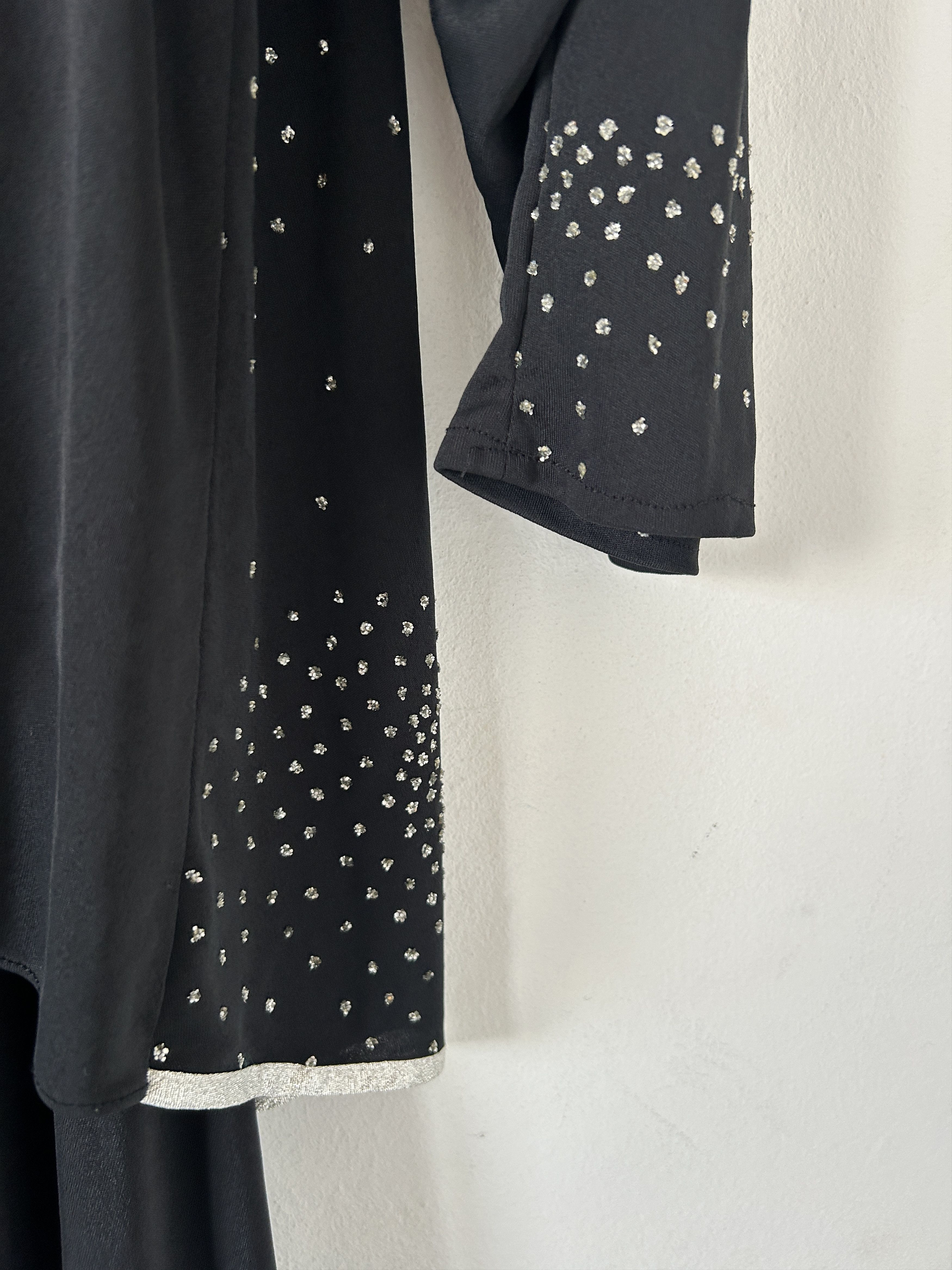 Vintage Vintage 80s Black Rhinestone Asymmetrical Midi Dress Size M / US 6-8 / IT 42-44 - 14 Thumbnail