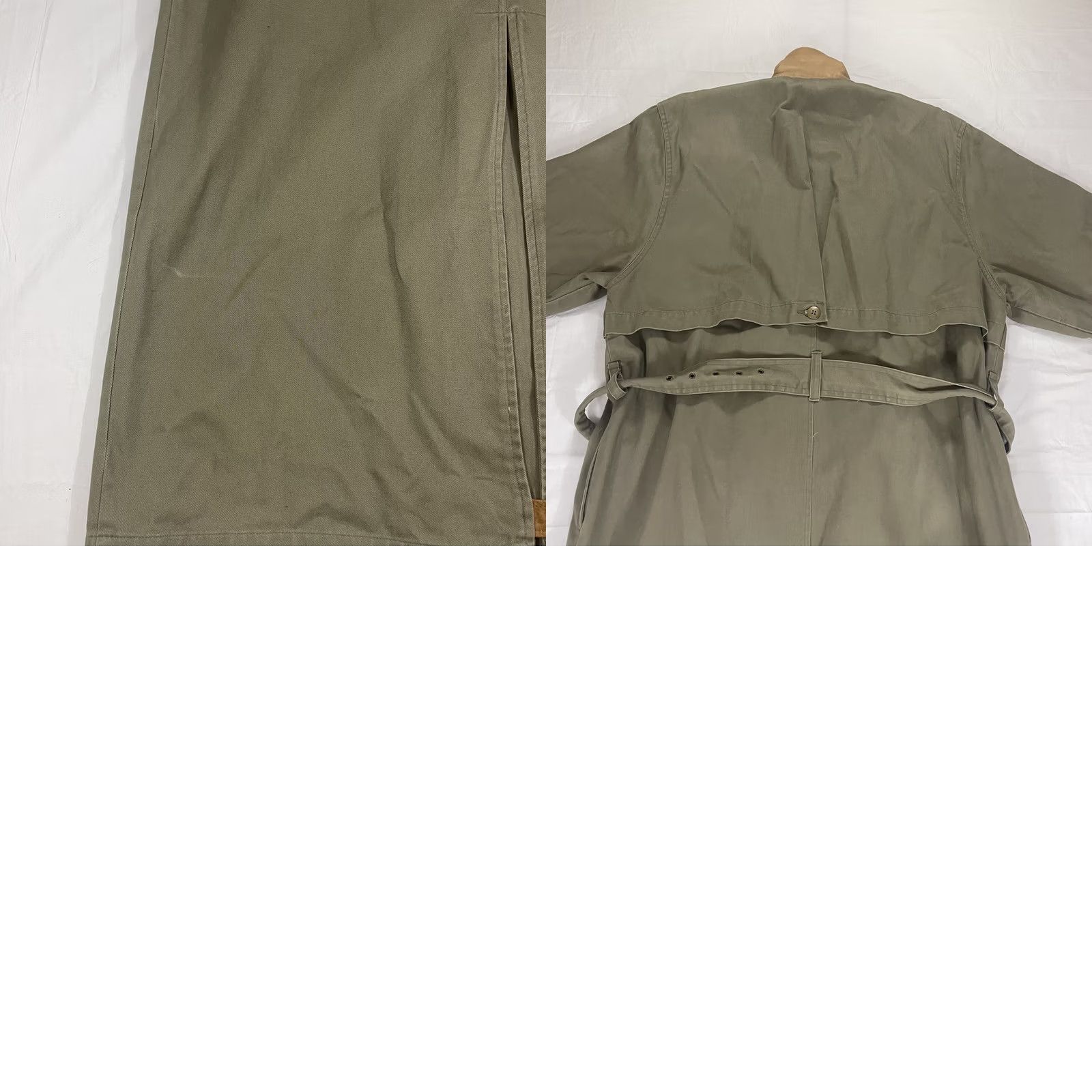 Olive Vintage Together! Womens 12 Tall Olive Green Duster Jacket Trench Coat Army 80s Size XL / US 12-14 / IT 48-50 - 10 Thumbnail