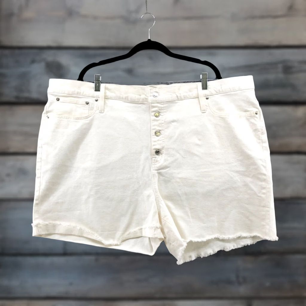 J.Crew NWT J.CREW White Denim Shorts Womens 37 High Rise Button Fly Cut-Off Size 25" / US 0 / IT 36 - 1 Thumbnail