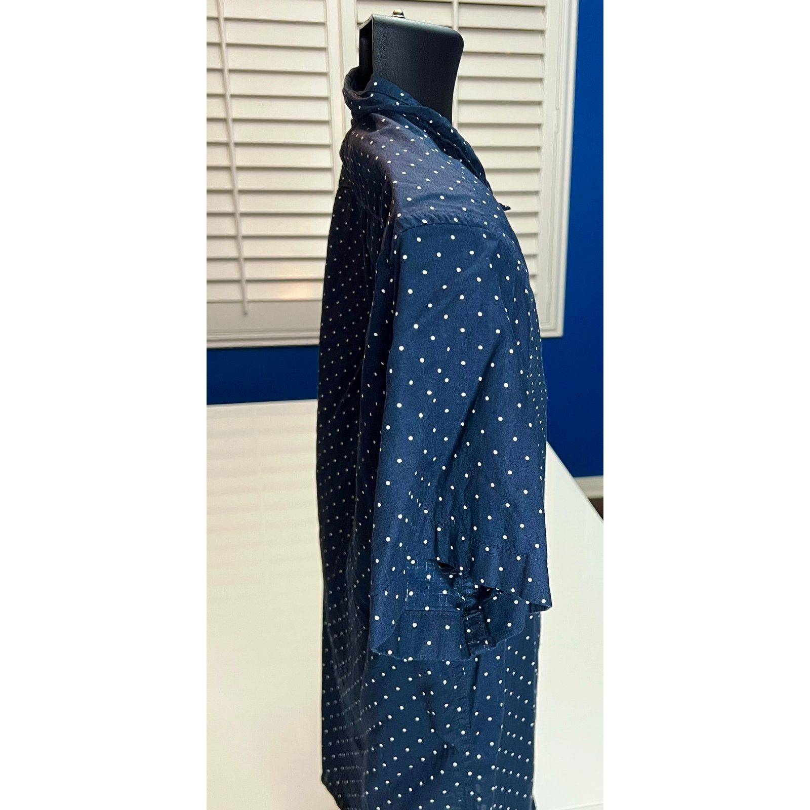 J.Crew J.Crew Classic Fit Polka Dot Short Sleeve Shirt Navy Blue Size US M / EU 48-50 / 2 - 5 Thumbnail