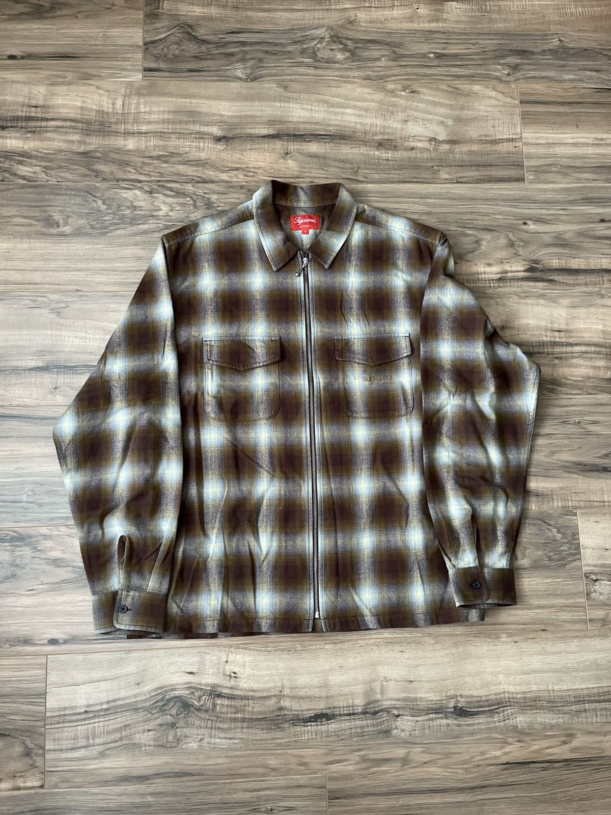 Supreme Supreme Shadow Plaid Flannel Zip Up Shirt | Grailed