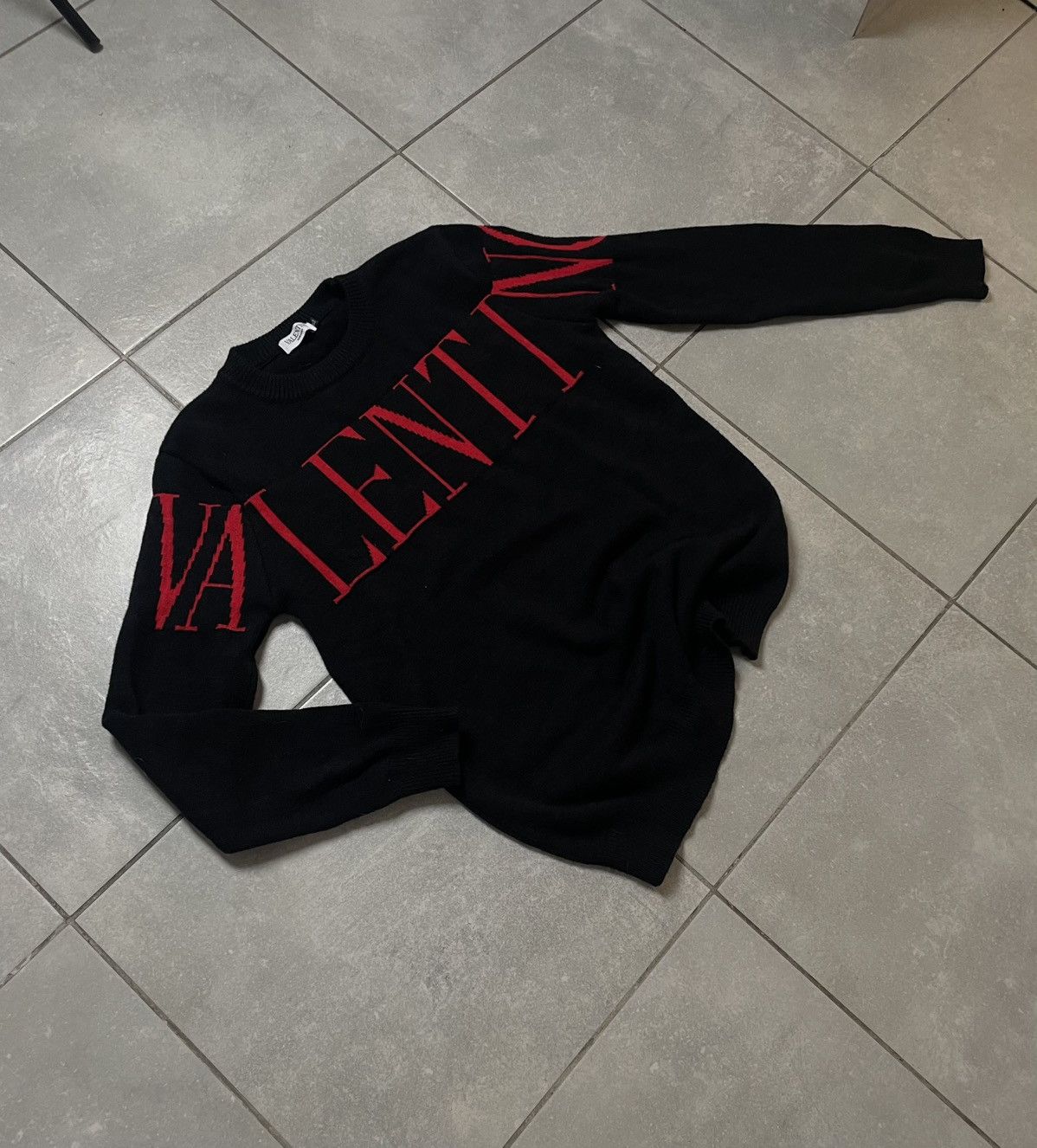 Valentino Valentino Black Logo Knit Crew-Neck Sweater Size US XL / EU 56 / 4 - 7 Thumbnail