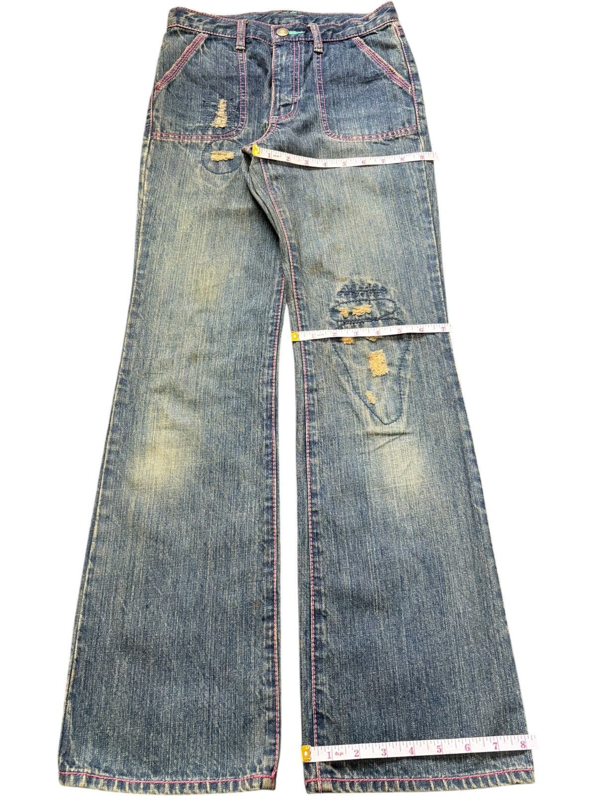 Uniqlo Vintage Japanese Uniqlo Rusty Mud Wash Distress Flare Jeans Size 26" / US 2 / IT 38 - 8 Thumbnail