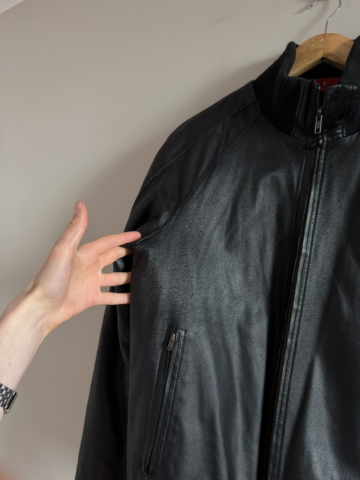 Puma Puma Vintage Black Faux Leather Bomber Jacket Size US M / EU 48-50 / 2 - 5 Thumbnail