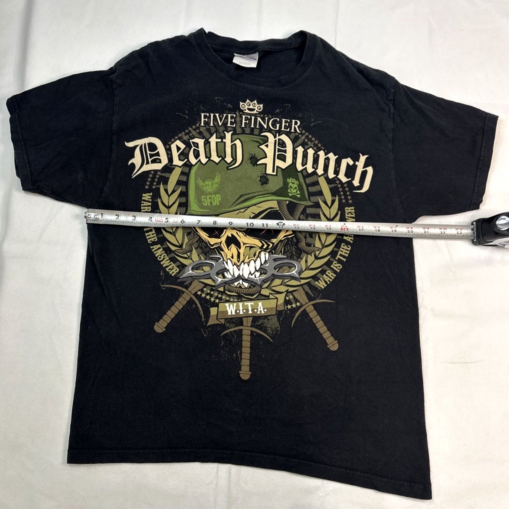 Vintage Five Finger Death Punch 5FDP War Is The Answer 2010 Tour T-Shirt Large Black Cotton Crew Neck Short Sleeve Men Hanes Heavyweight Graphic Print Size US L / EU 52-54 / 3 - 4 Thumbnail