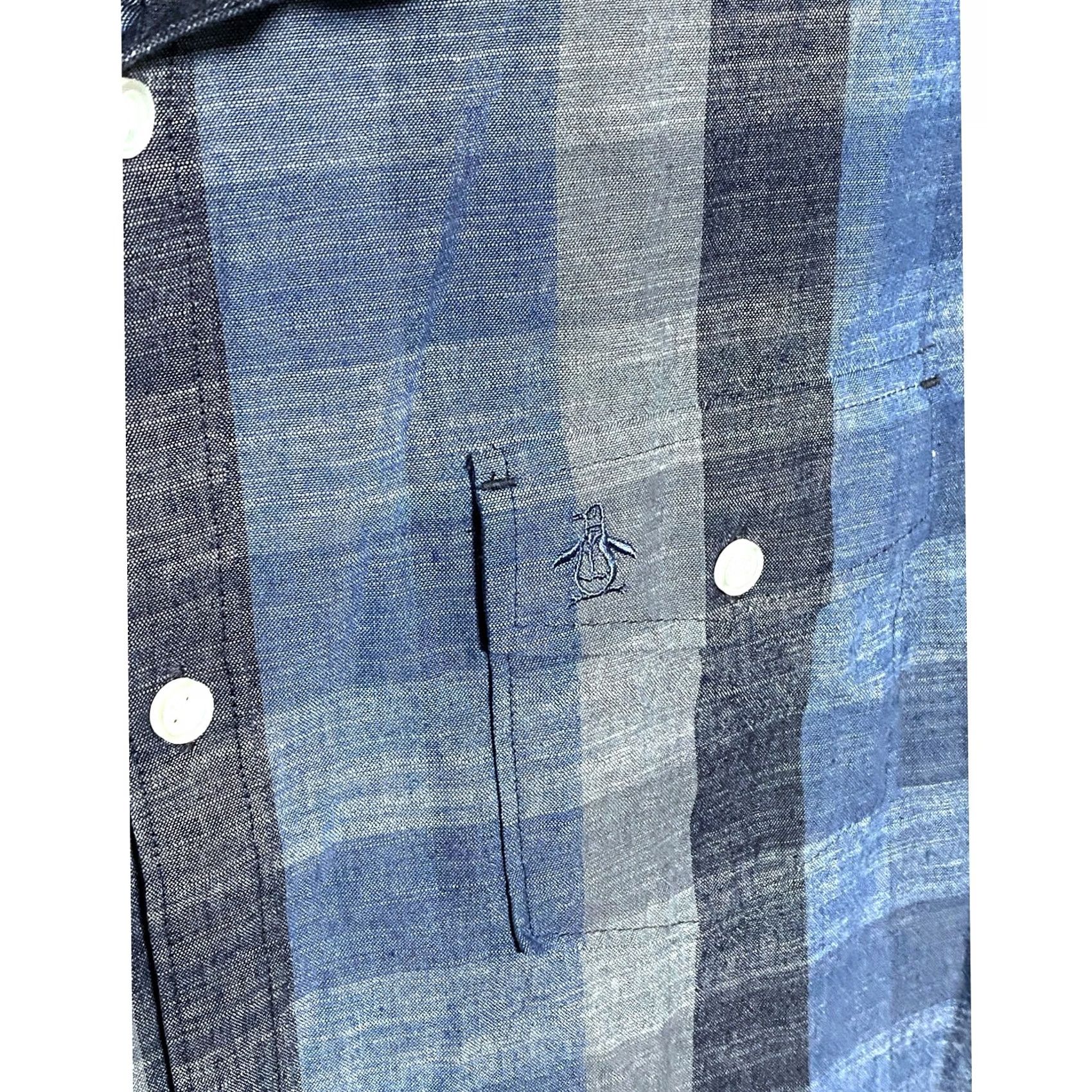 Vintage Penguin Heritage Slim Fit Button Shirt Mens 2XL Blue Gray Plaid Check Pocket Shirt Size US XXL / EU 58 / 5 - 5 Thumbnail