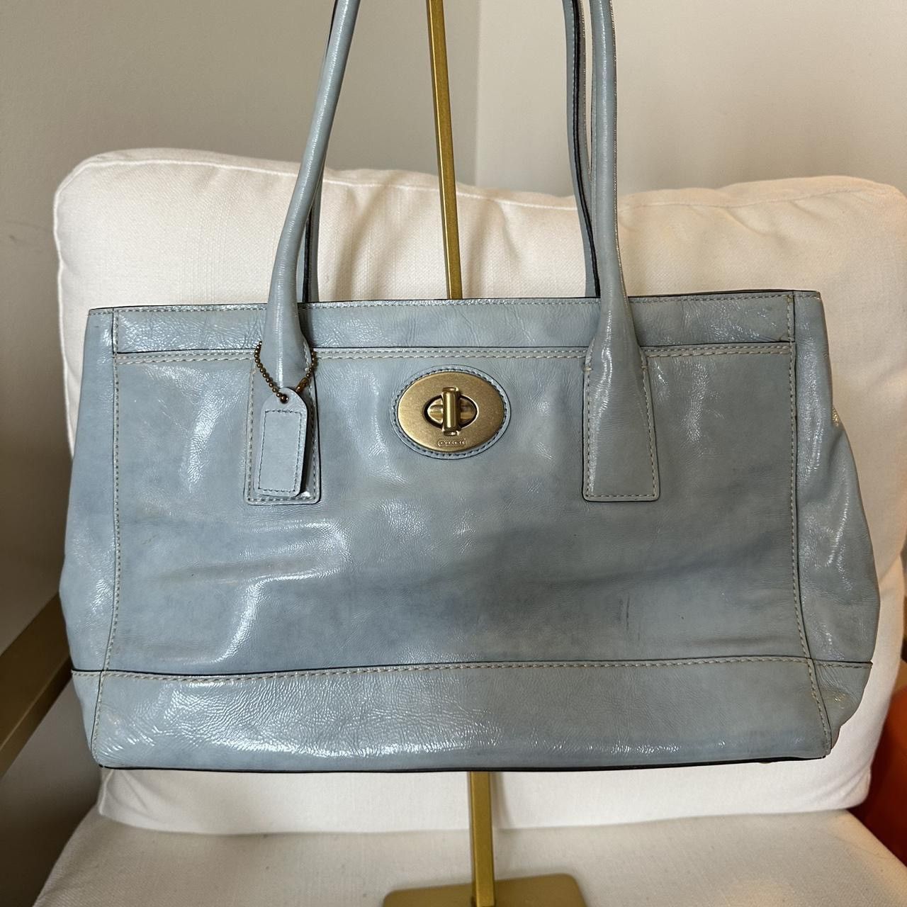 Coach Coach Sky Blue Patent Leather Front Pocket Tote Size ONE SIZE - 1 Thumbnail