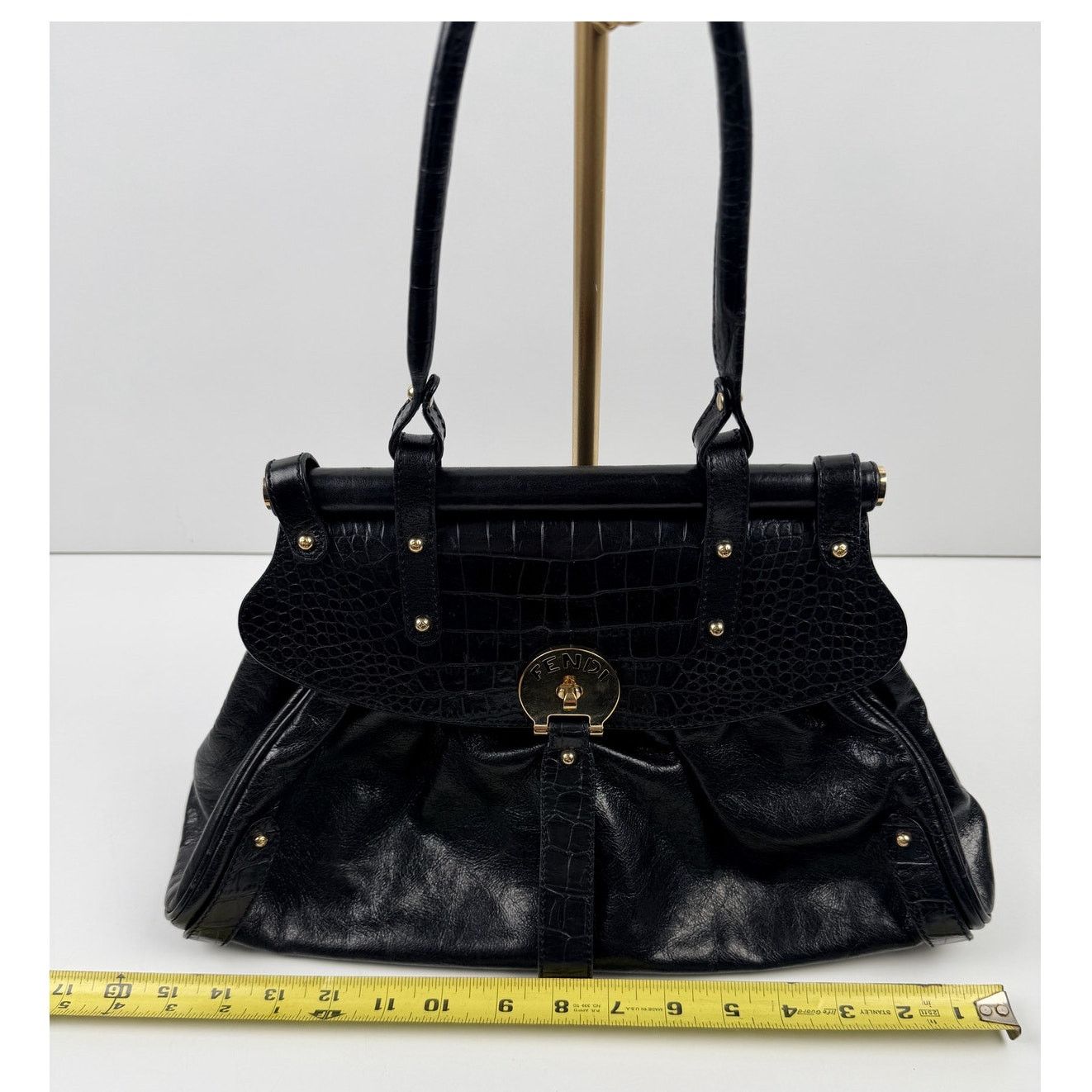 Fendi Fendi Crocodile-Trimmed Magic Bag Black Size ONE SIZE - 10 Thumbnail