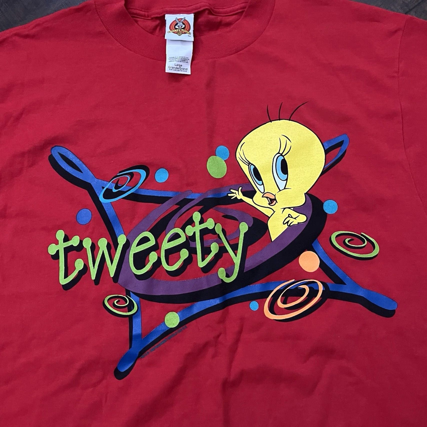 Vintage VINTAGE Tweety Bird Cowboy T-Shirt Large Red Looney Tunes 1997 90s Jerry Leigh Size US L / EU 52-54 / 3 - 2 Thumbnail