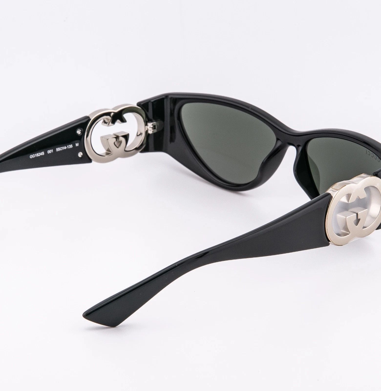 Gucci GUCCI GG1824S Black Cat Mask 1824 Silver Logo Sunglasses 001 Size ONE SIZE - 5 Thumbnail