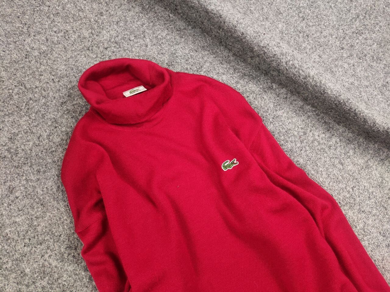 Lacoste Vintage 90's Lacoste Logo Red Wool Turtleneck Sweater Size US XL / EU 56 / 4 - 4 Thumbnail