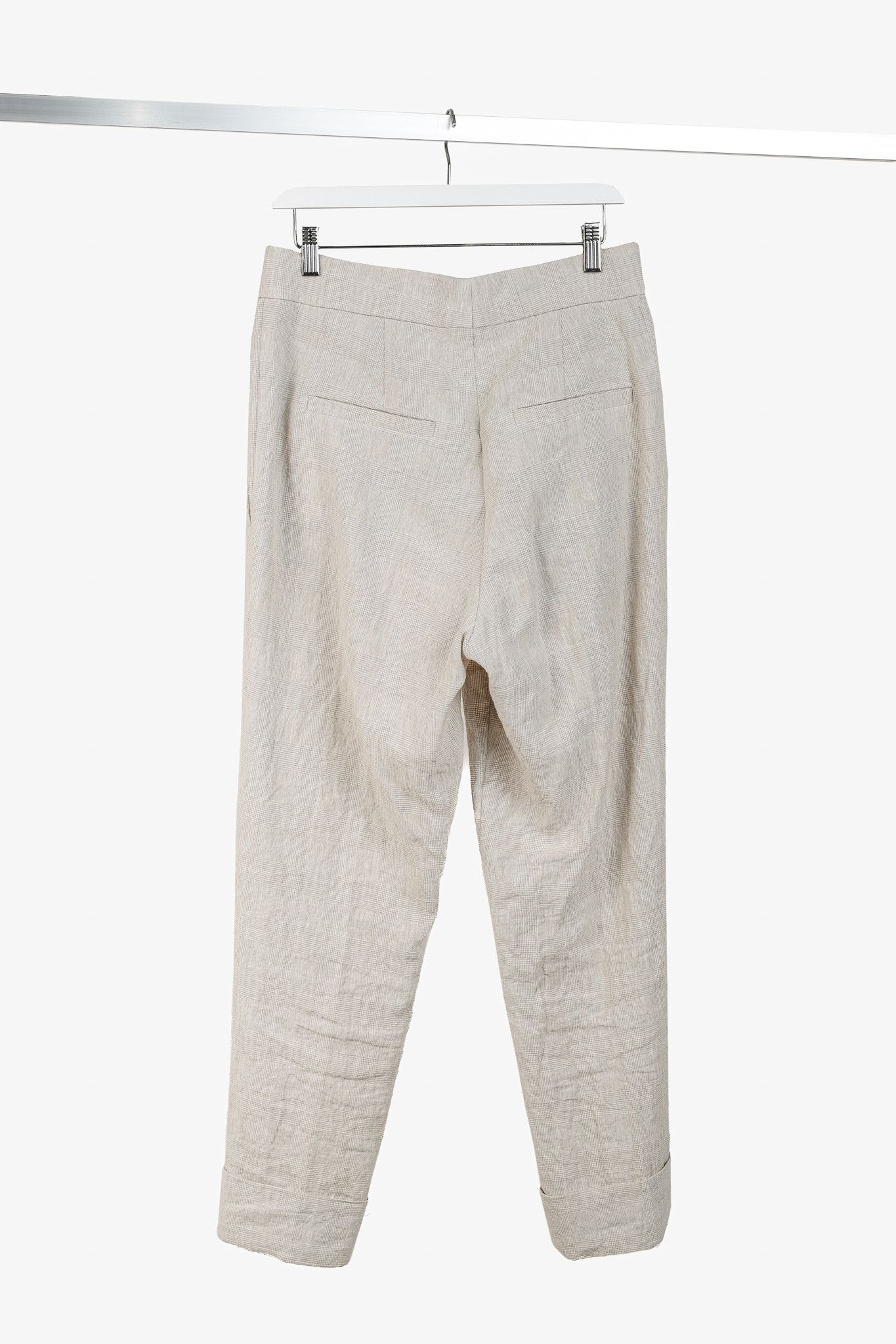 Brunello Cucinelli Brunello Cucinelli SS/23 Glen-Plaid Linen Cuffed Trousers Size 28" / US 6 / IT 42 - 2 Thumbnail