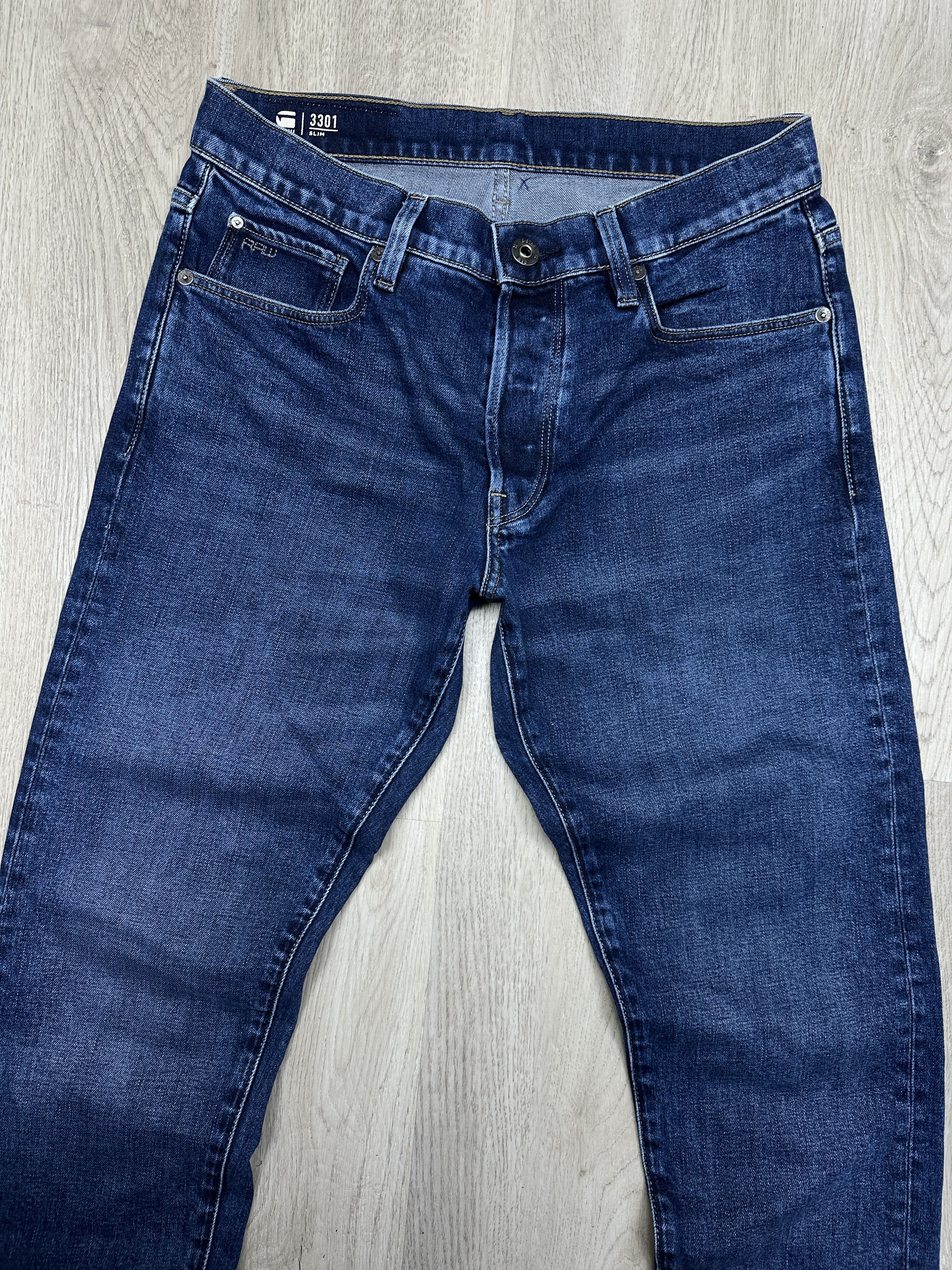 G-Star G Star Raw 3301 Slim Mens Denim Pants Jeans Size US 32 / EU 48 - 2 Thumbnail