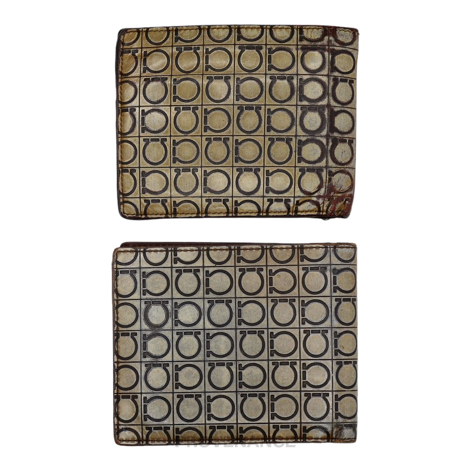 Salvatore Ferragamo 🔴 (JUNK LOT) Ferragamo Bifold Wallets - Gold Gancini Size ONE SIZE - 2 Thumbnail