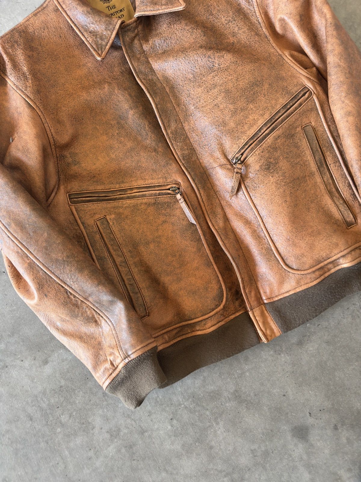 THE TERRITORY AHEAD Zipper Pocket Leather Motorcycle Jacket