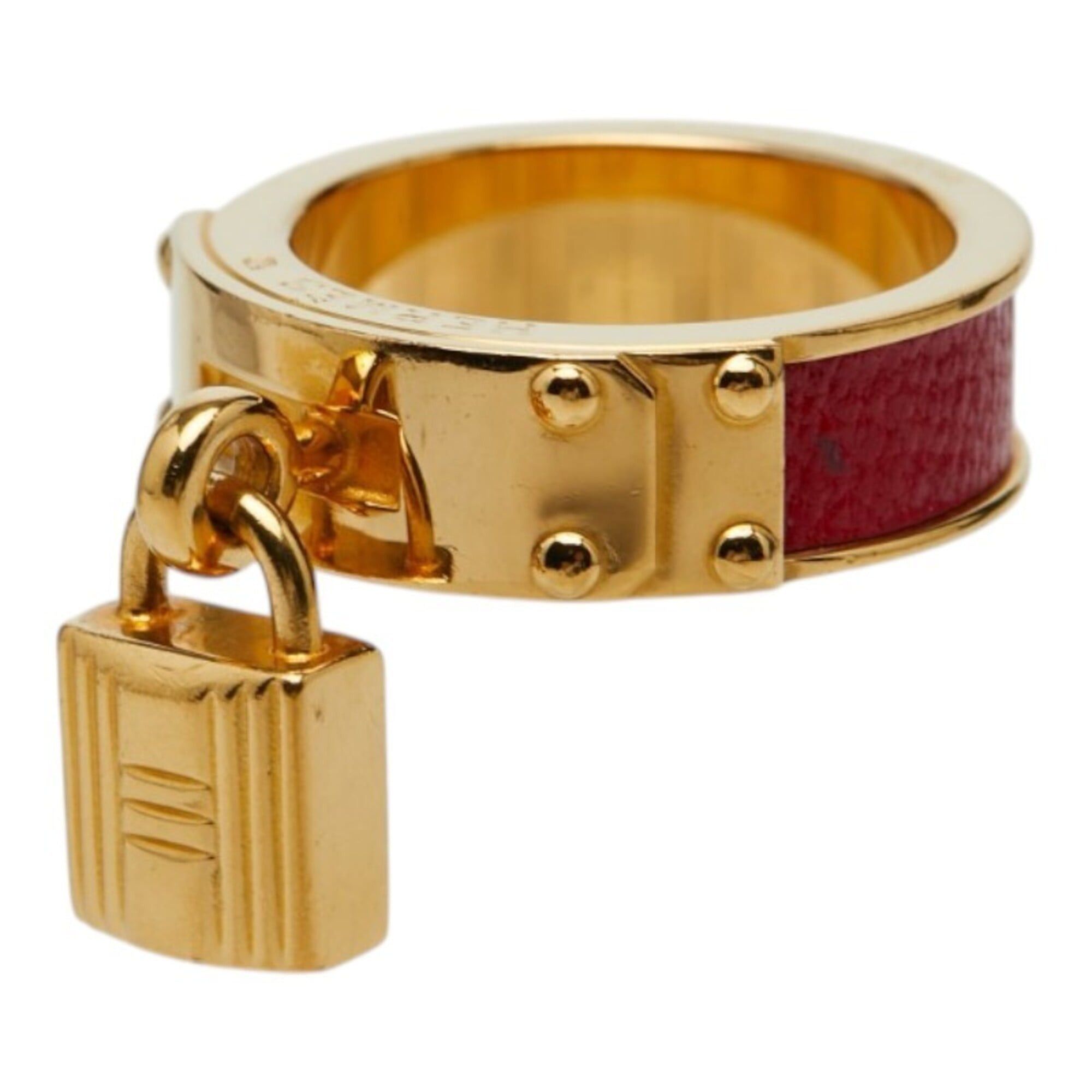 Hermes Hermes Kelly bag with padlock, scarf, and muffler ring, gold red plated leather, for women. HERMES Size ONE SIZE - 1 Thumbnail