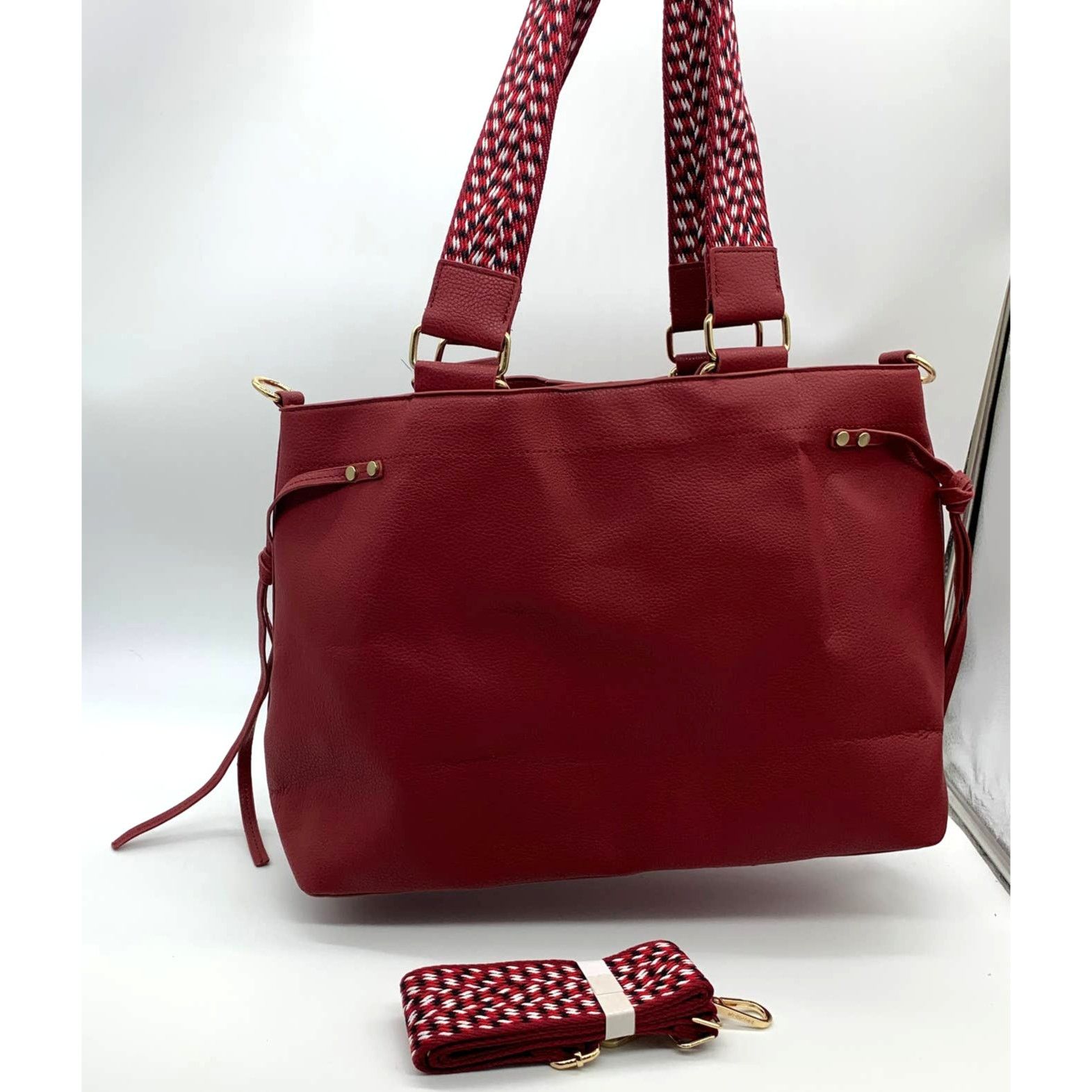 Other AHDORNED Red Purse North/South Double Handle Tote Size ONE SIZE - 2 Thumbnail