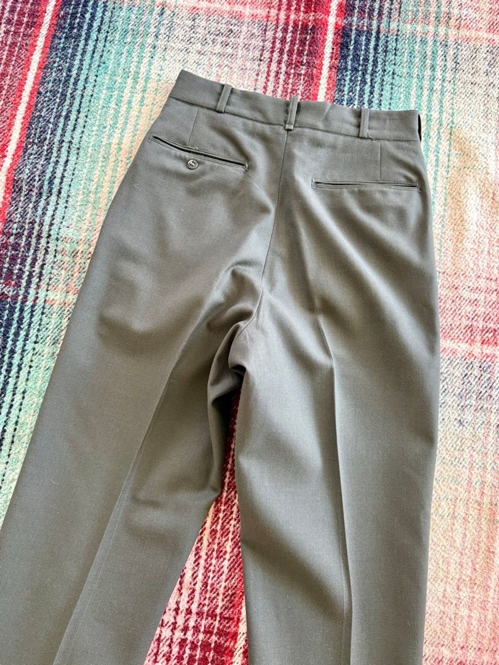 The Unbranded Brand 70s Military Olive Green Wool Flat Front Dress Pants 27x29 Size 27" / US 4 / IT 40 - 4 Thumbnail