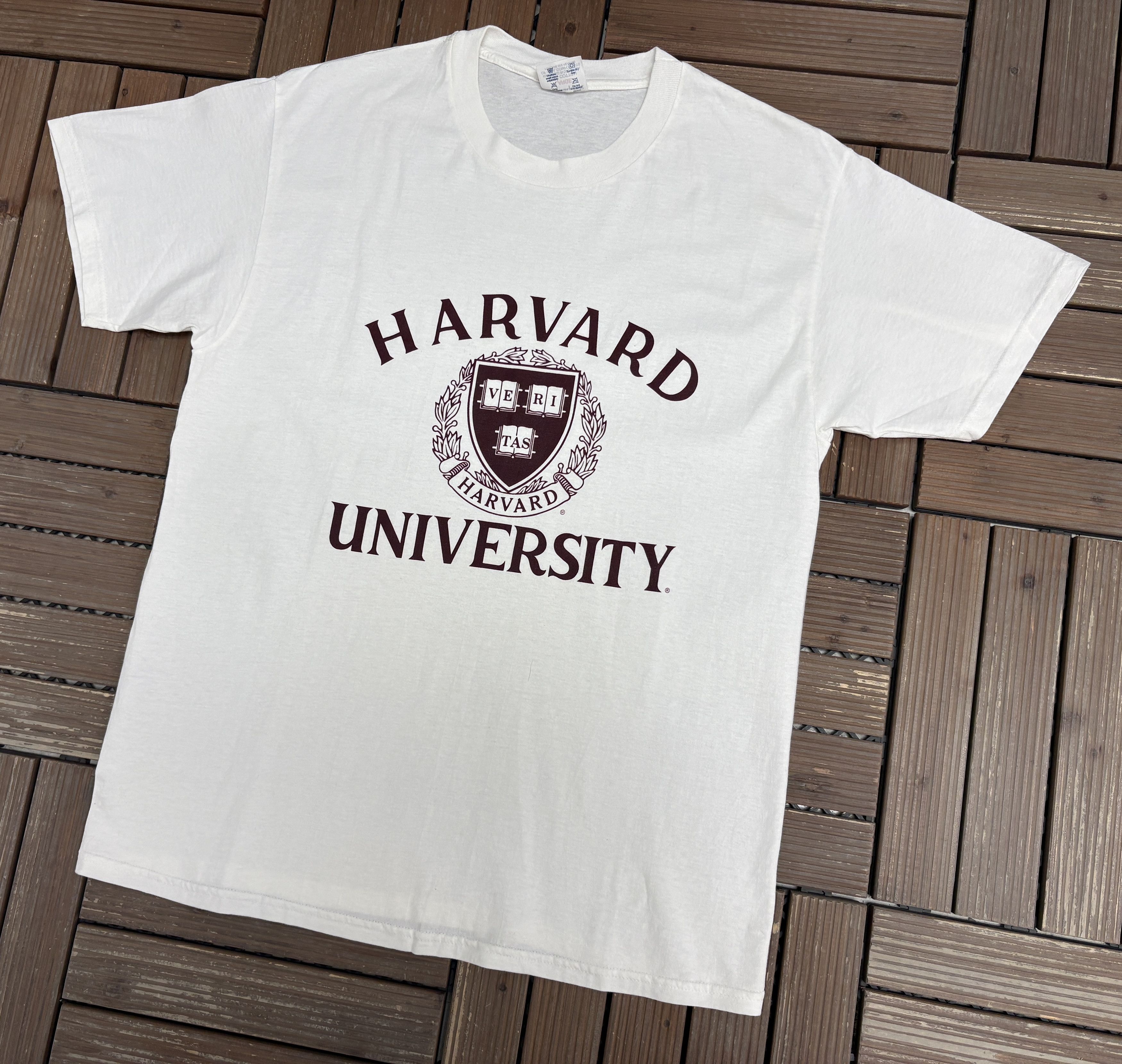 Champion Harvard University Vintage White T-Shirt Tee Size US L / EU 52-54 / 3 - 3 Thumbnail