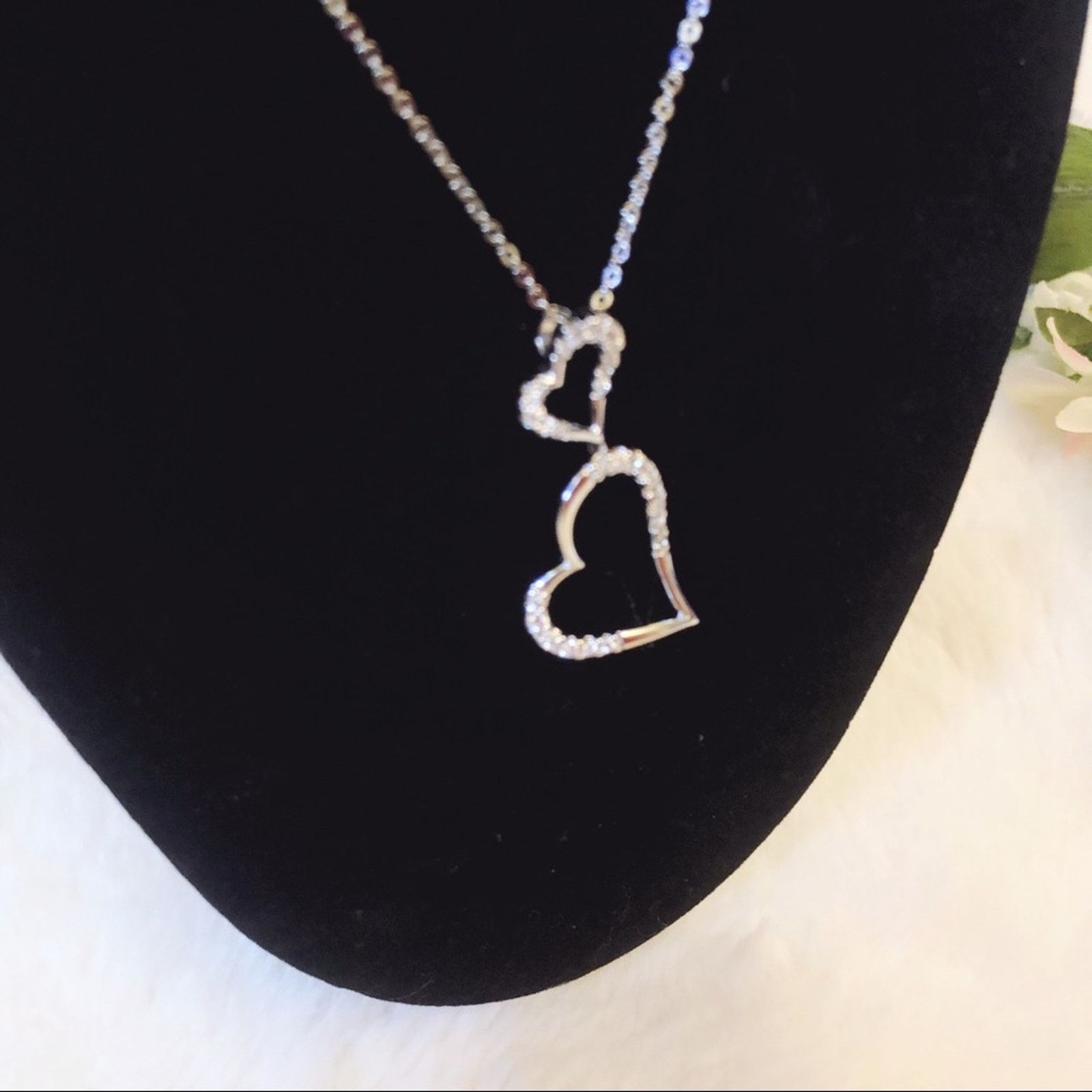 Other Sterling Silver Double Heart Necklace Size ONE SIZE - 4 Thumbnail