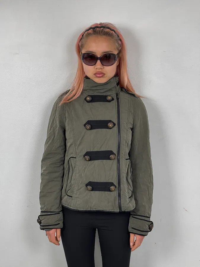 Moschino Moschino Khaki Officer Asymmetrical Zip Military Bomber Jacket Size S / US 4 / IT 40 - 2 Thumbnail
