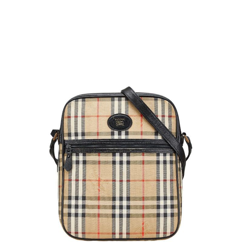 Burberry Burberry Nova Check Shadow Horse Canvas Leather Shoulder Bag Canvas Crossbody Bag in Beige, Women's