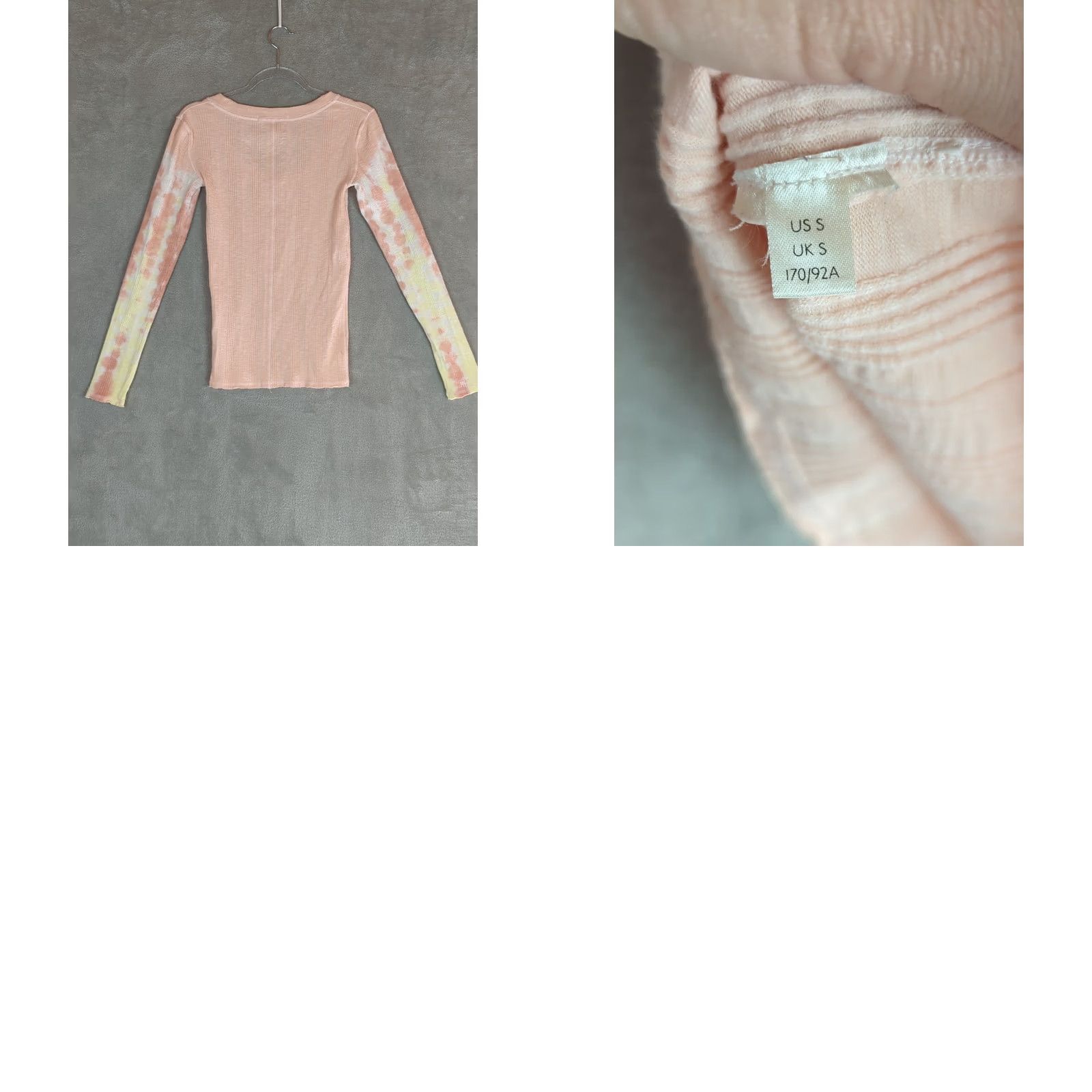 Free People VINTAGE? No. Free People Top Tie Dye Long Sleeve Ribbed Peachy Pink Small Womens Bohemian Hippie Shirt Regular Size S Size S / US 4 / IT 40 - 8 Thumbnail