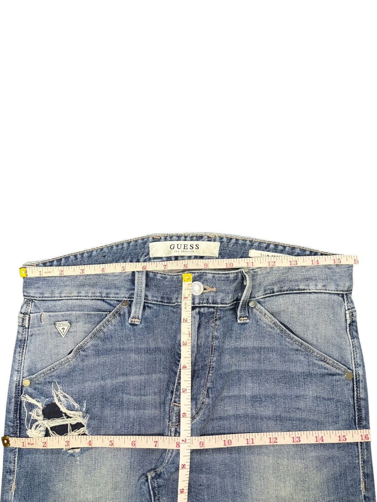 Guess Vintage Guess Faded Wash Distressed Jeans Size 31" - 6 Thumbnail