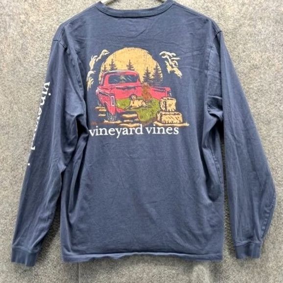 Vineyard Vines Vineyard Vines Shirt Mens Medium Navy Long Sleeve Pocket Graphic Camping Truck Shirt Size US M / EU 48-50 / 2 - 7 Thumbnail