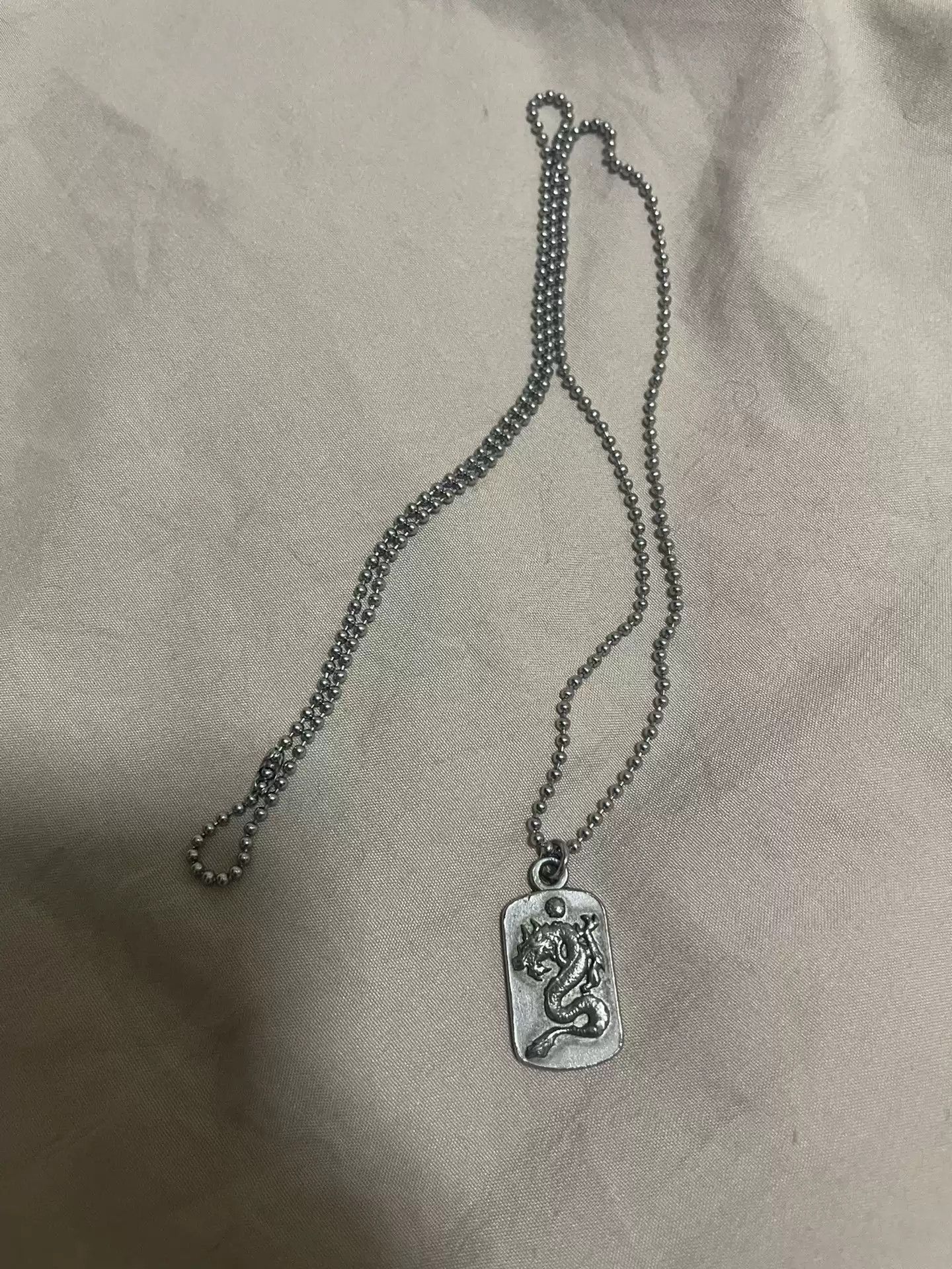 Pre-owned Jean Paul Gaultier Japanese Museum Carving Dragon Daily Helios Necklace In Silvery