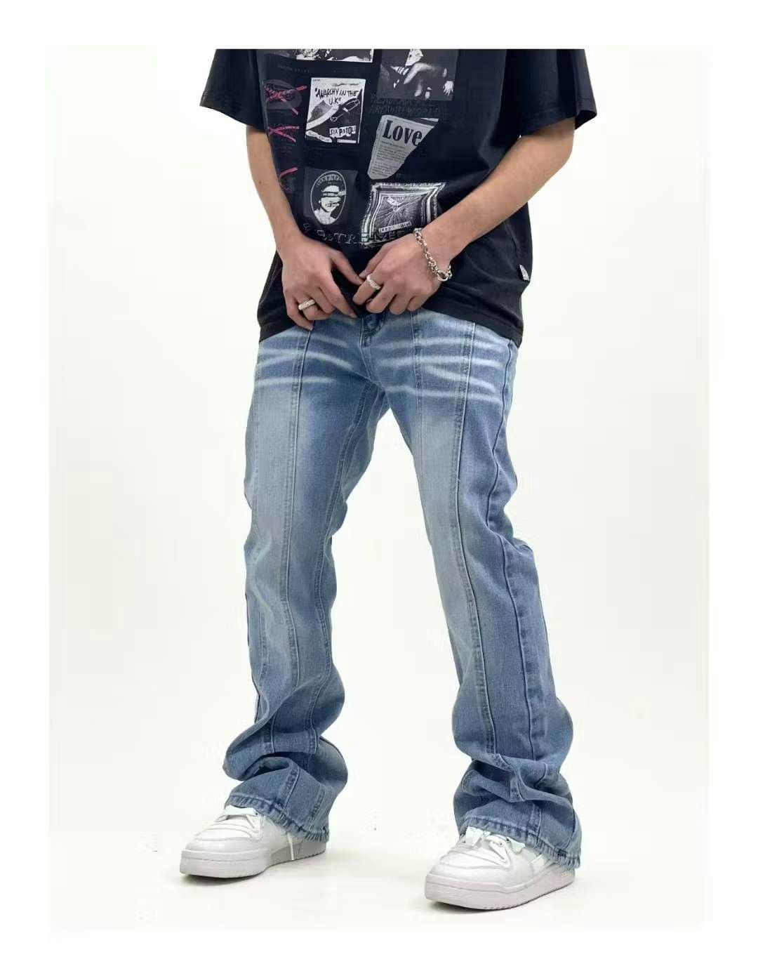image of Vintage Fade Flared Hiphop Grunge Jeans in Blue, Men's (Size 32)