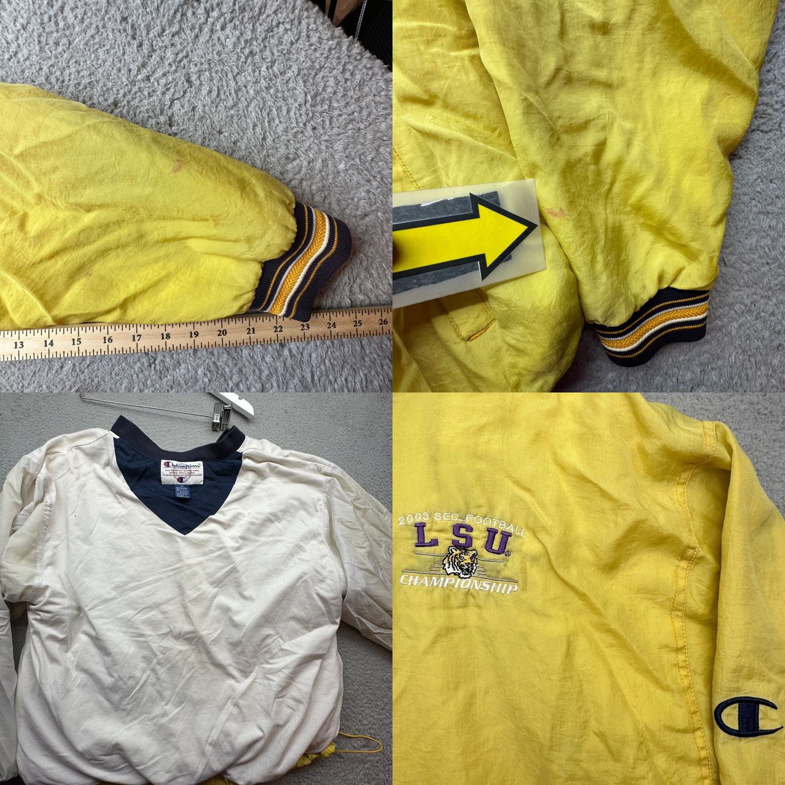 Champion VINTAGE Champion 2003 LSU Tigers Windbreaker Jacket Mens XXL Yellow Size US XXL / EU 58 / 5 - 8 Thumbnail