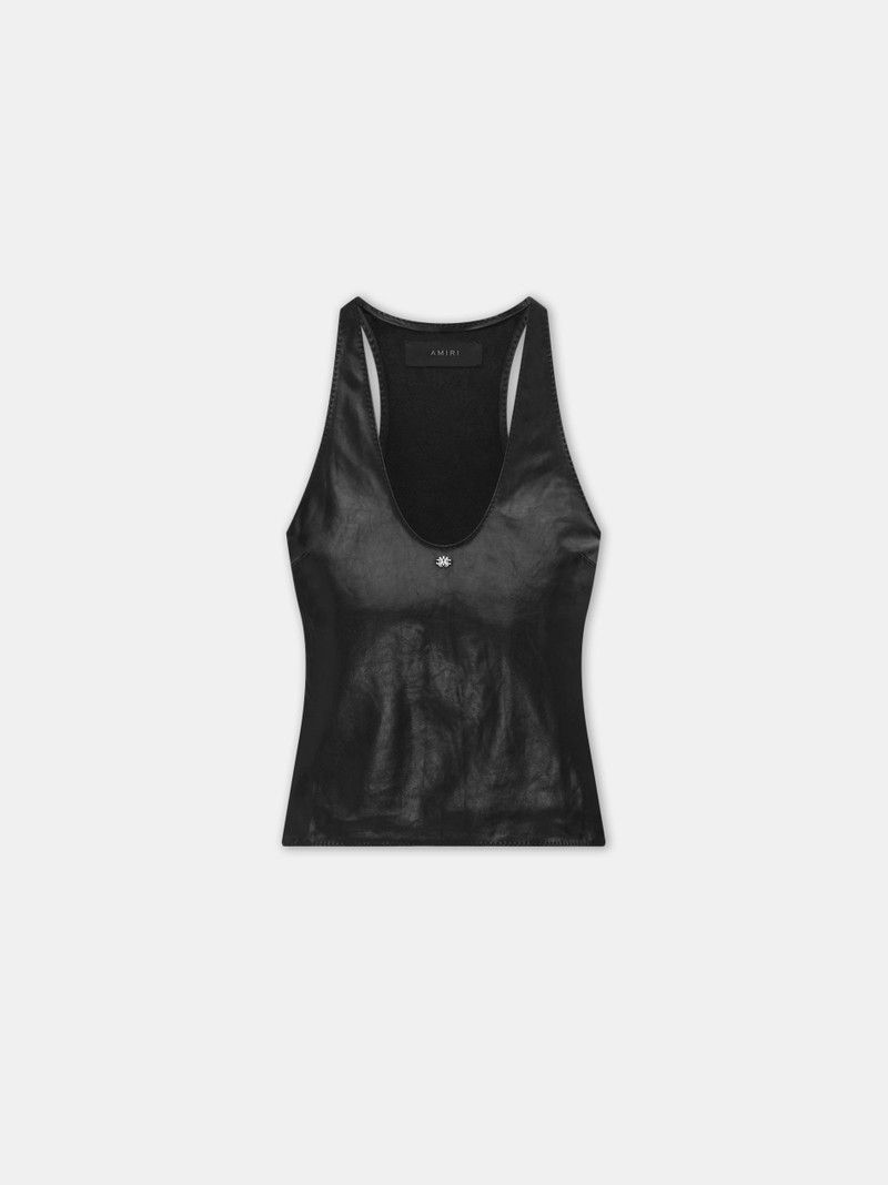 Amiri o1s1wg110526 MA Leather Racer Back Tank Top in Black Size S / US 4 / IT 40 - 1 Thumbnail