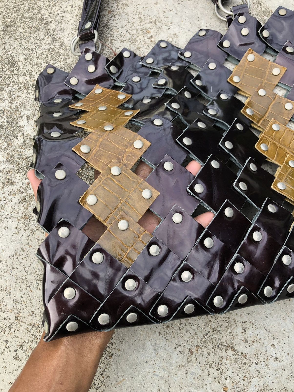 Leather NETTING RIVETED TOTE BAG Size ONE SIZE - 2 Thumbnail
