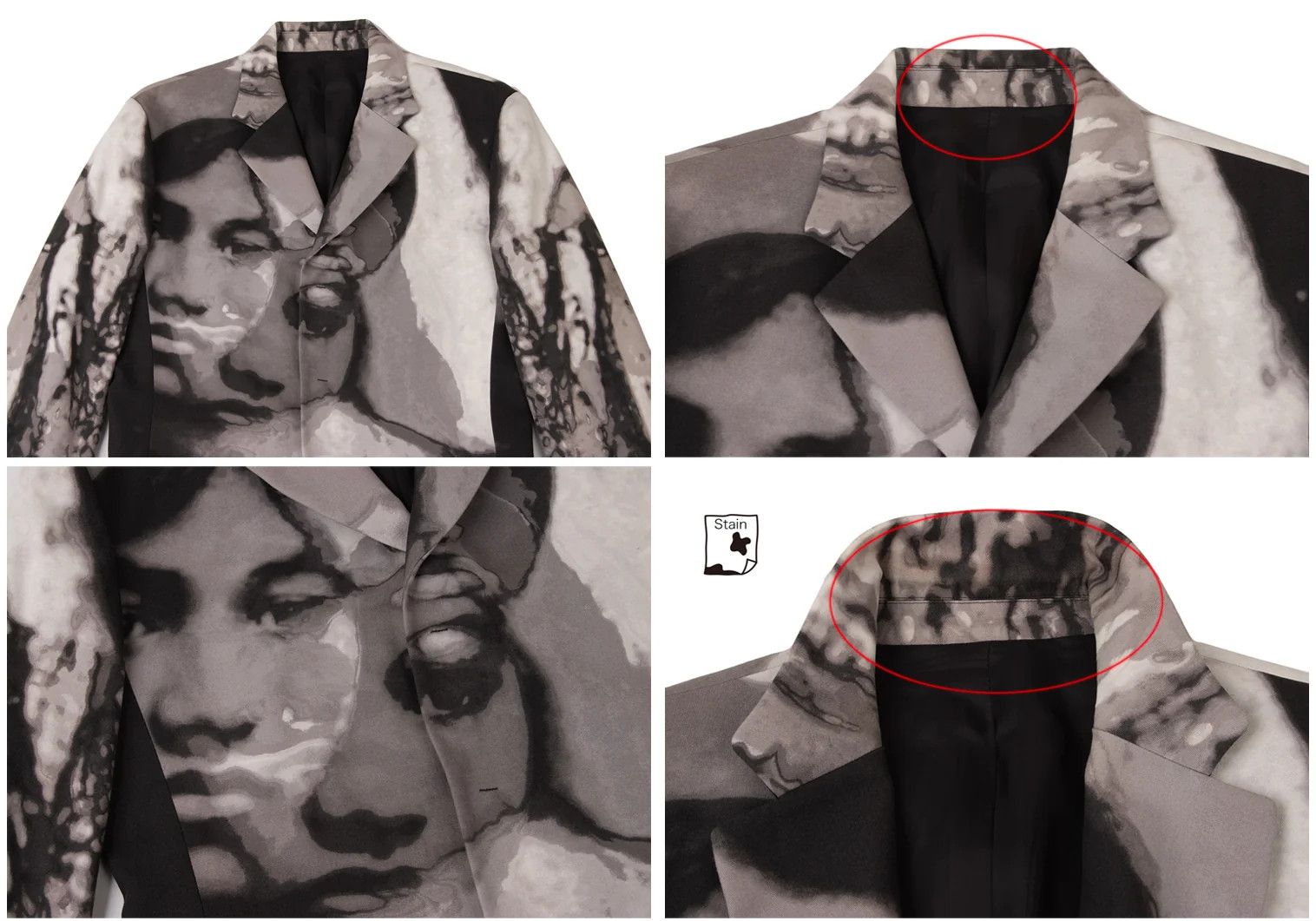 Jean Paul Gaultier Face Graphic Setup Suit in White and Gray, Size 48/50 Size US M / EU 48-50 / 2 - 3 Thumbnail