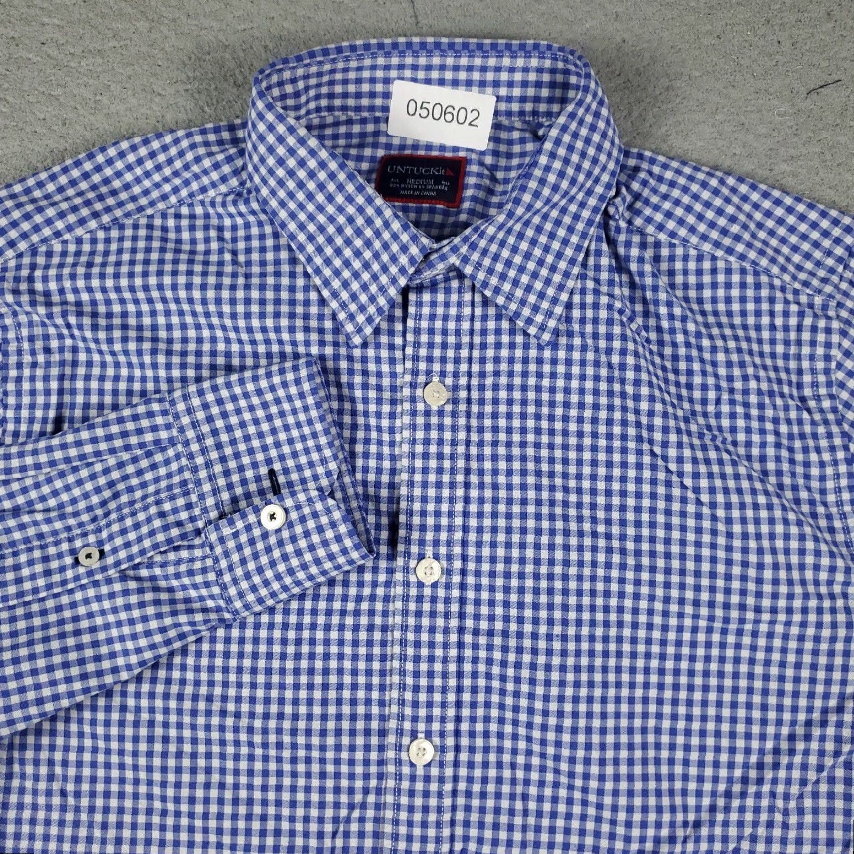 UNTUCKit UNTUCKit Button-Up Shirt Mens Medium Blue Check Nylon Long Sleeve Modern Preppy Size US M / EU 48-50 / 2 - 2 Thumbnail