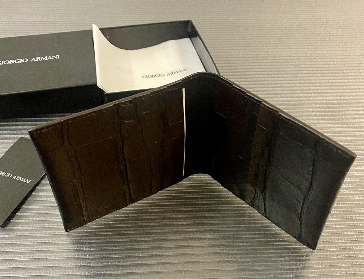 Giorgio Armani Giorgio Armani 🇮🇹 croc espresso leather 8 card wallet NEW Size ONE SIZE - 9 Thumbnail